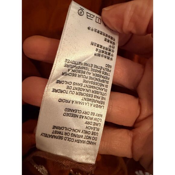 Free People Mini Dress Women Size M Rust Embroidered Puff Sleeve Open Back Boho - Picture 8 of 8